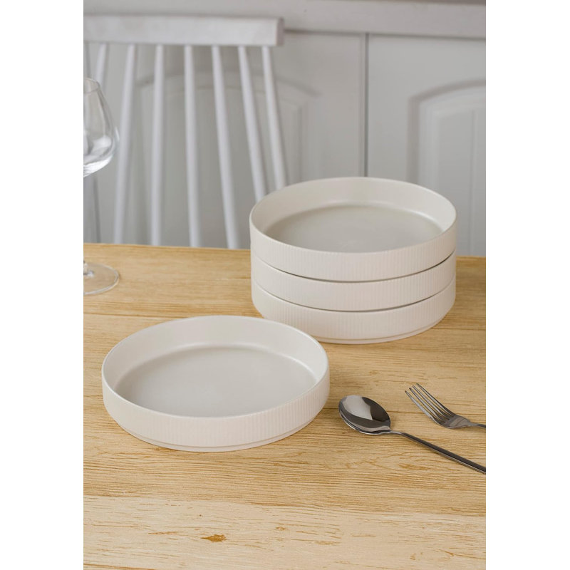 Stoneware Pasta Bowl Set (Set of 4), Matte White