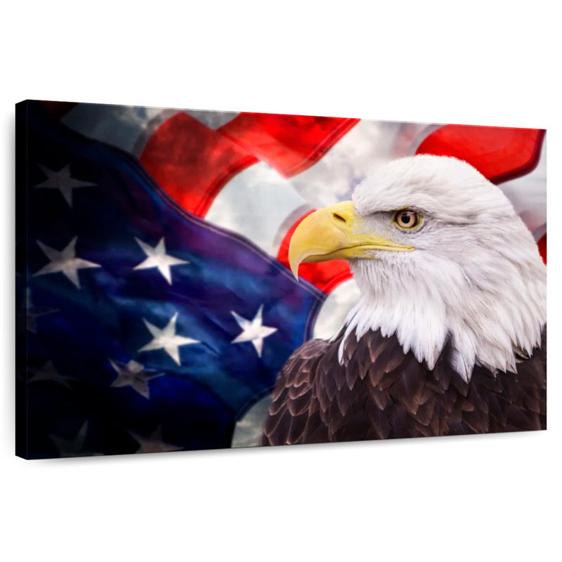 Drapeau des États-Unis et aigle américain, H 30 po x l 45 po