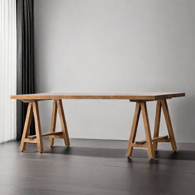 86.61" Brown Rectangular Solid Wood Dining Table
