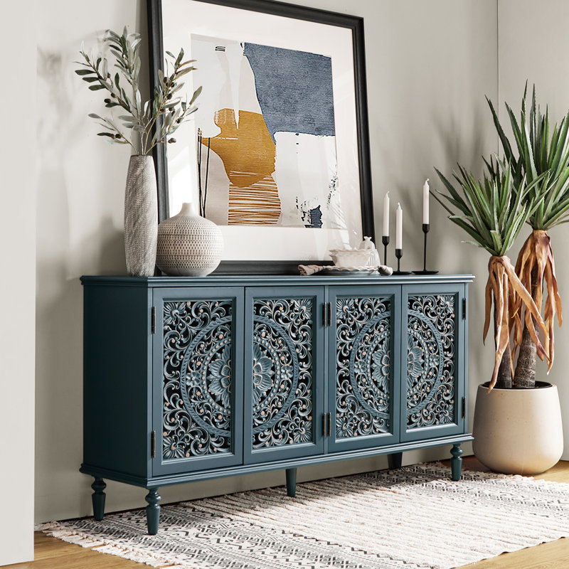 Buffet Hayter Traditional de 61 po avec éclairage DEL et gestion des câbles, Bleu