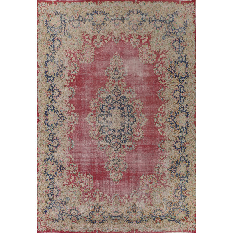 Tapis rose délavé traditionnel 10 x 13