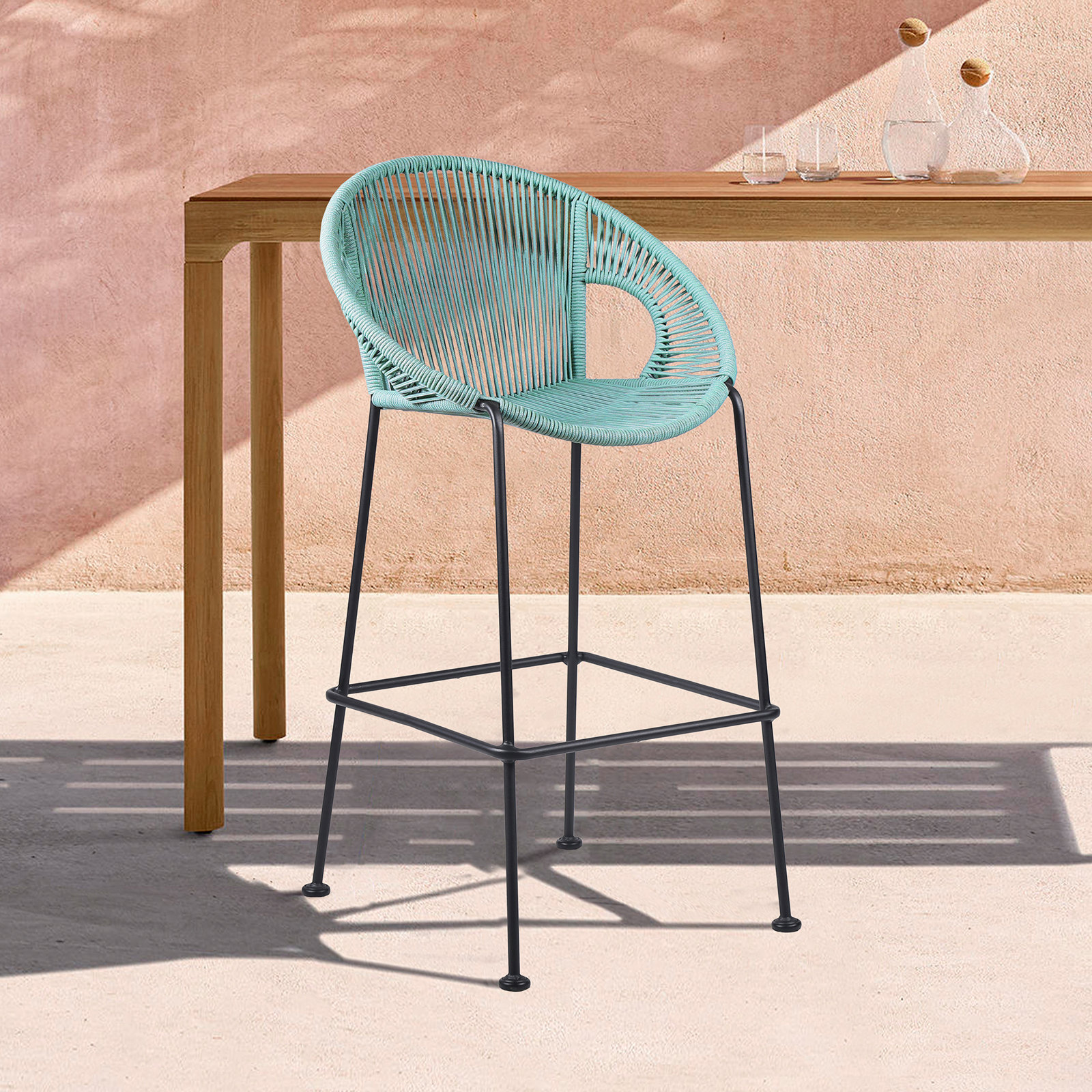 Champlost Patio Bar Stool, 30", Wasabi Rope