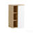 16" Wall-Mounted Bathroom Side Cabinet, Light Oak, Single Door With 3-Tier Open Shelves, Kd Cabinet, Dual-Color Door Panels (White & Black), Plywood Construction