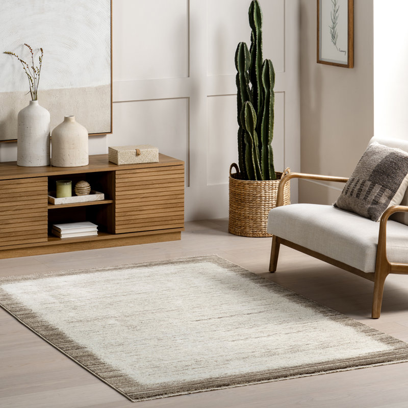 Sonali Casual Bordered Fringe Area Rug, Rectangle 4' x 6'5"