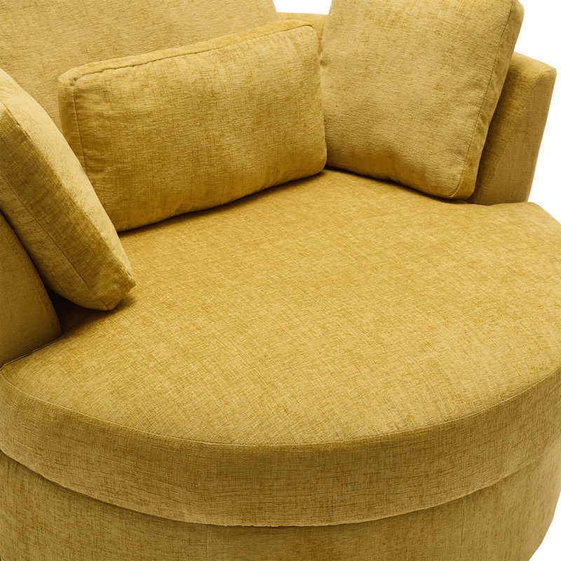 Chaise longue rembourrée avec coussin Niama, Mélange de polyester jaune
