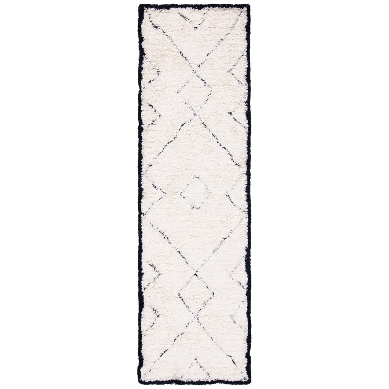 Simoneaux Hand Tufted Wool Geometric Rug, Runner 2'3" x 8'