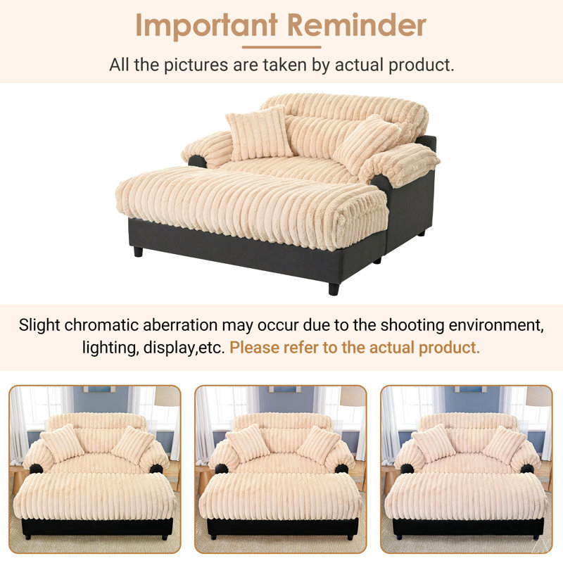 Canapé méridienne moderne 62 po Cloud, Beige, Beige