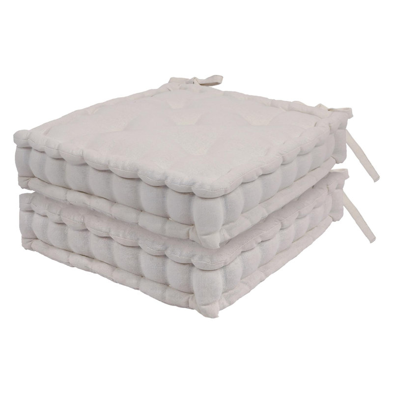 Harbour Housewares Square Seat Pad - 40 x 40cm -, Pack of 2, Cream