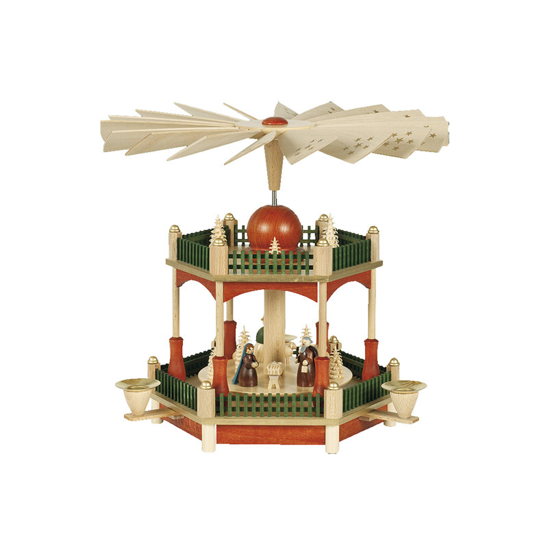 Crèche 2 étages richard glaesser avec pyramide à finition tache