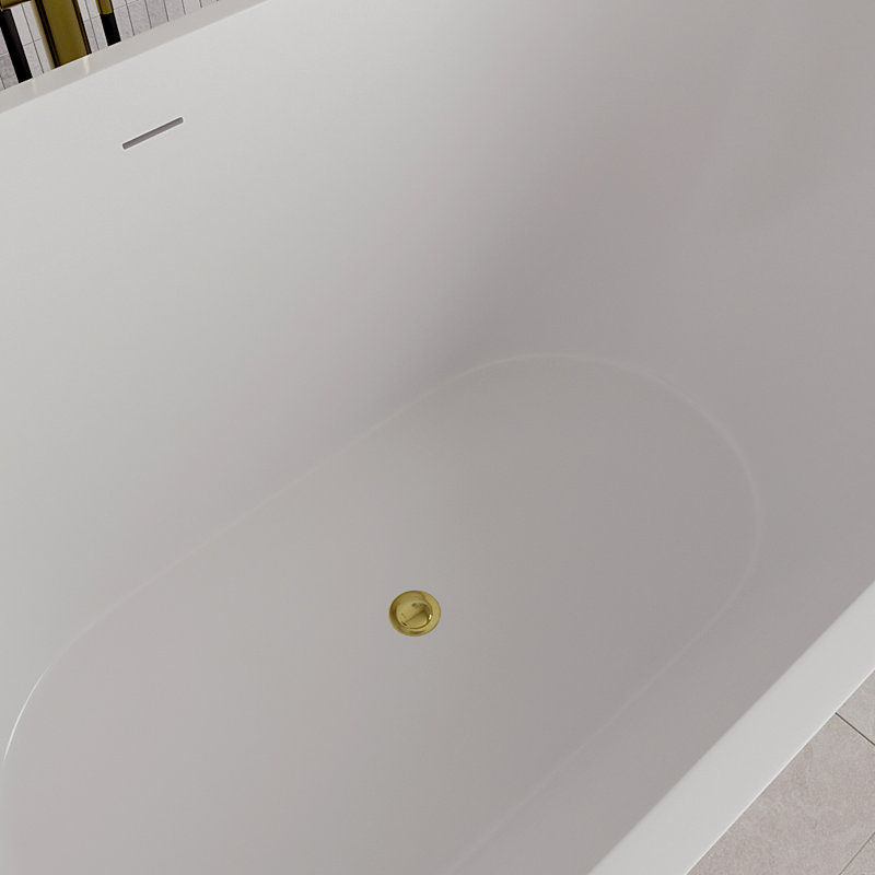 54" Streamline Soaking Freestanding Tub With Internal Drain, Polished Gold