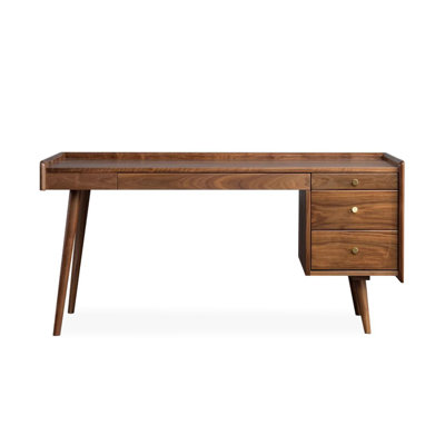 Bureau moderne en bois massif de couleur noyer, bureau multifonctionnel