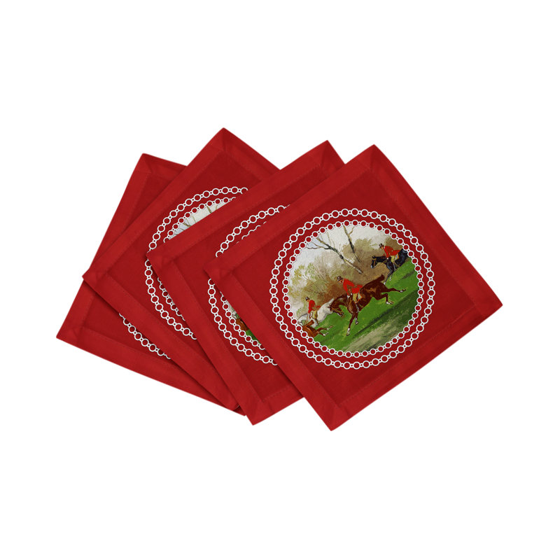 Serviette anglaise en satin de coton, Rouge
