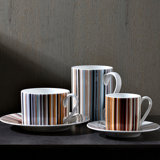 Missoni Tea Cup & Saucer Stripes Jenkins 148 Luxury Box Set 6 Pcs. Diam. 3.3", H 2.3", Cap. 7.5 Oz, Saucer Dim. 6"