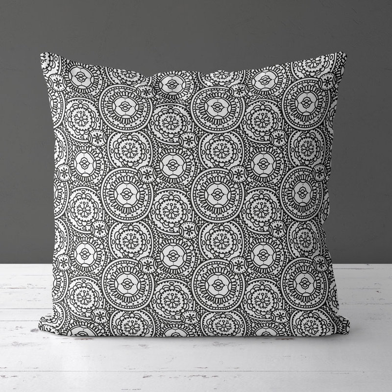 Housse de coussin carré et insert, Blanc / Noir