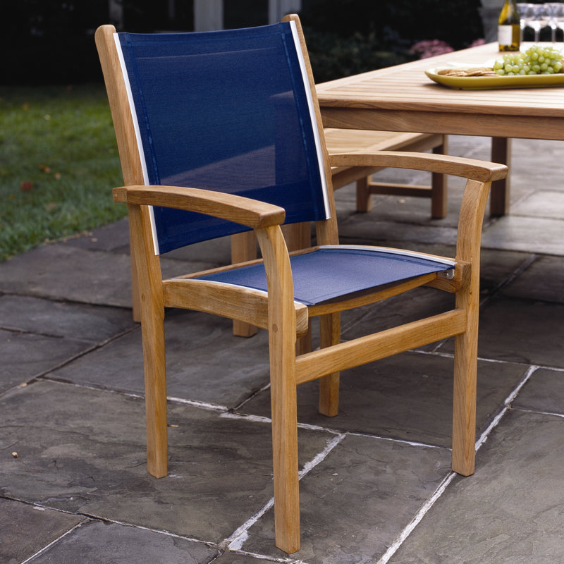 St. Tropez Stacking Teak Patio Dining Chair, Slate