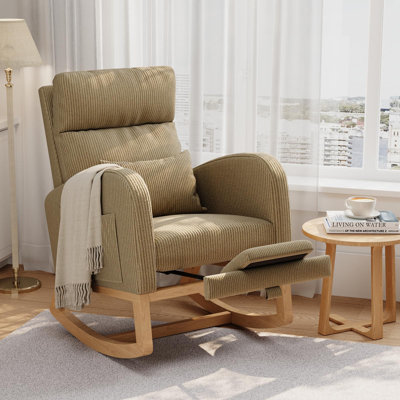 Chaise berçante douce avec fauteuil d'appoint et poches latérales confortables