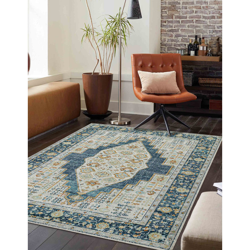 Tapis bleu marine Kinsley, Rectangle 4pi x 6 pi