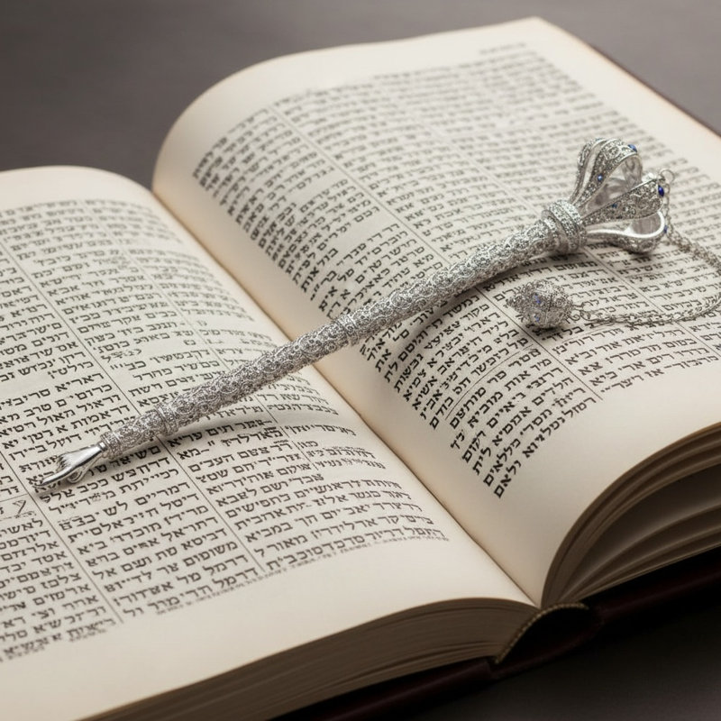 Torah Pointer with Sapphire Crystals
