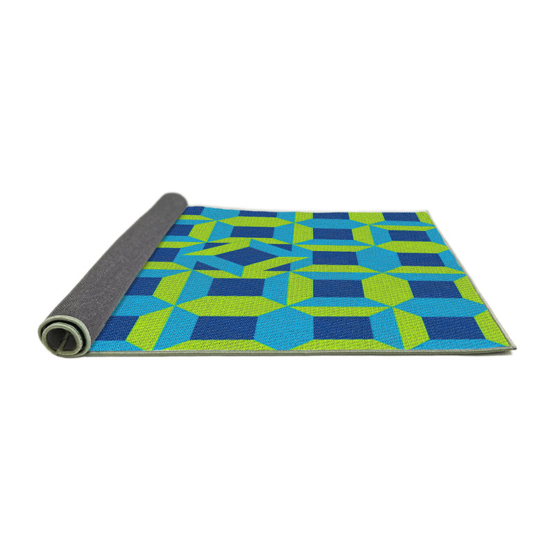 Tapis vert/bleu léger tissé électrique, Rond 4 pi