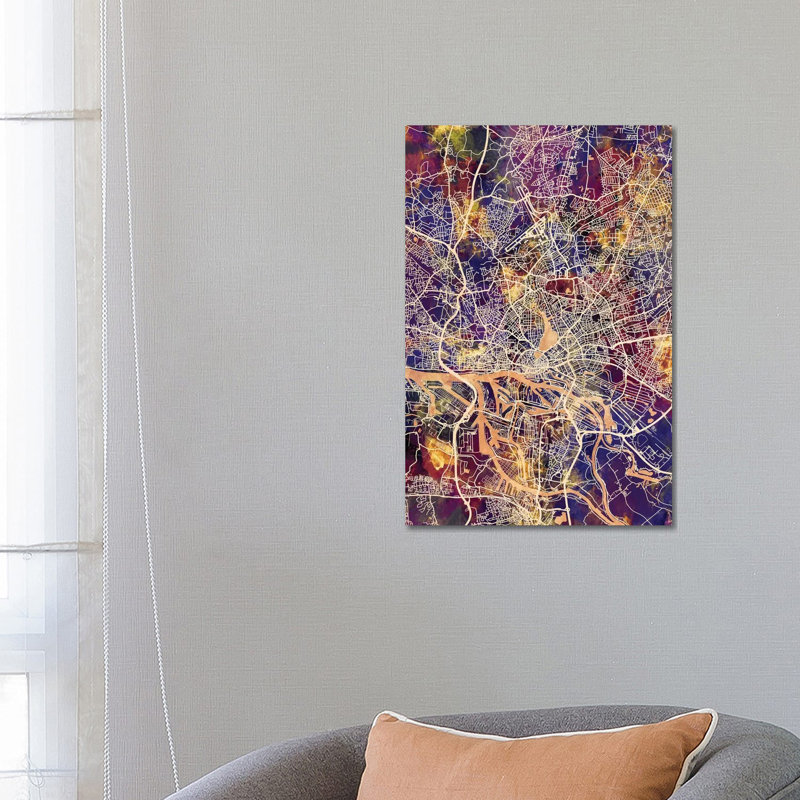Hamburg Germany City Map II by Michael Tompsett - Wrapped Canvas Gallery-Wrapped Canvas Giclée