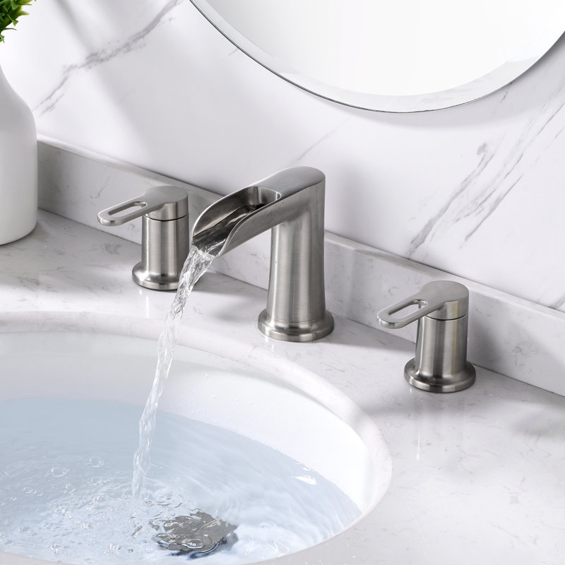 Widespread Bathroom Faucet with Drain Assembly, Brushed Nickel