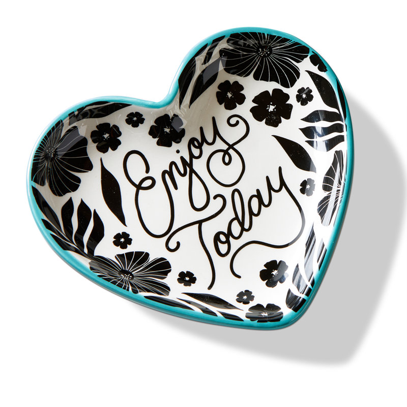 Enjoy Today Heart Decorative Bowl BlackEarthenware Everyday