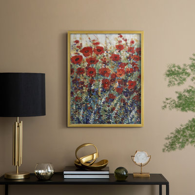 «Garden Poppies I», reproduction encadrée - bois massif