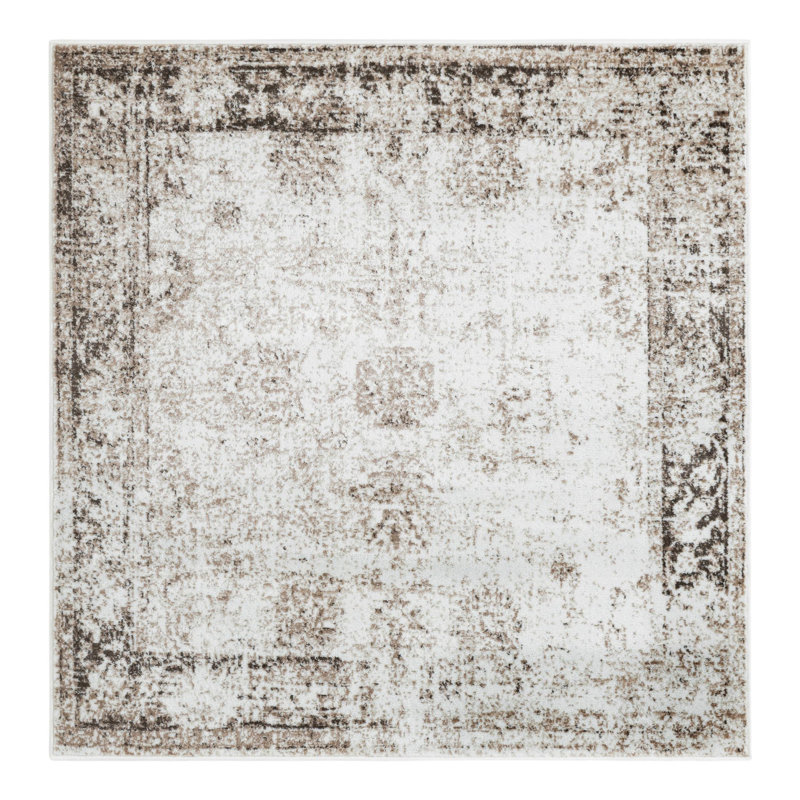 Tapis Brandt, Non, Beige /Brun clair, Carré 5 pi 3 po