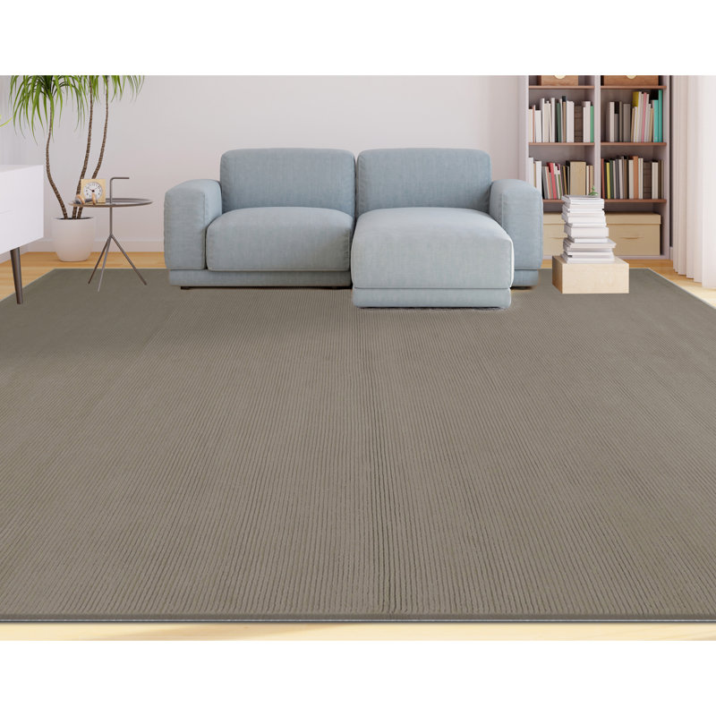 Hand Knotted Area Rug in Pewter, Rectangle 6' x 9'