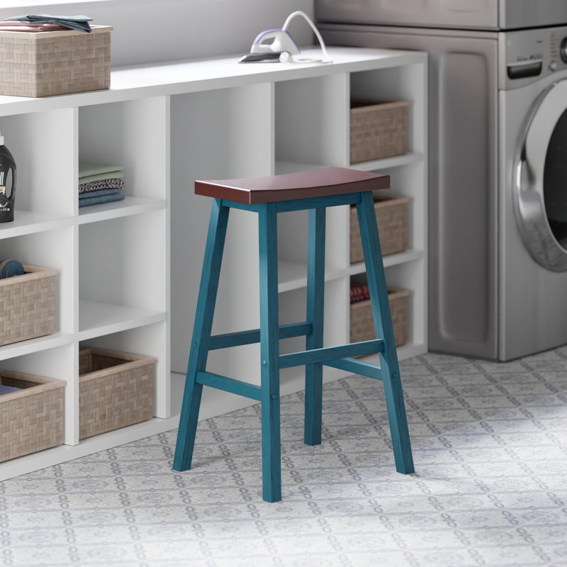 Tabouret de bar Satori, sarcelle rustique et noyer, Tabouret de bar (siège d'une hauteur de 28,86 po)