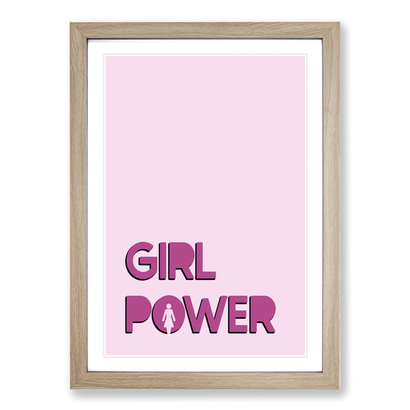 Power - Picture Frame Typography, 36cm H x 27cm W x 2cm D, Oak Framed