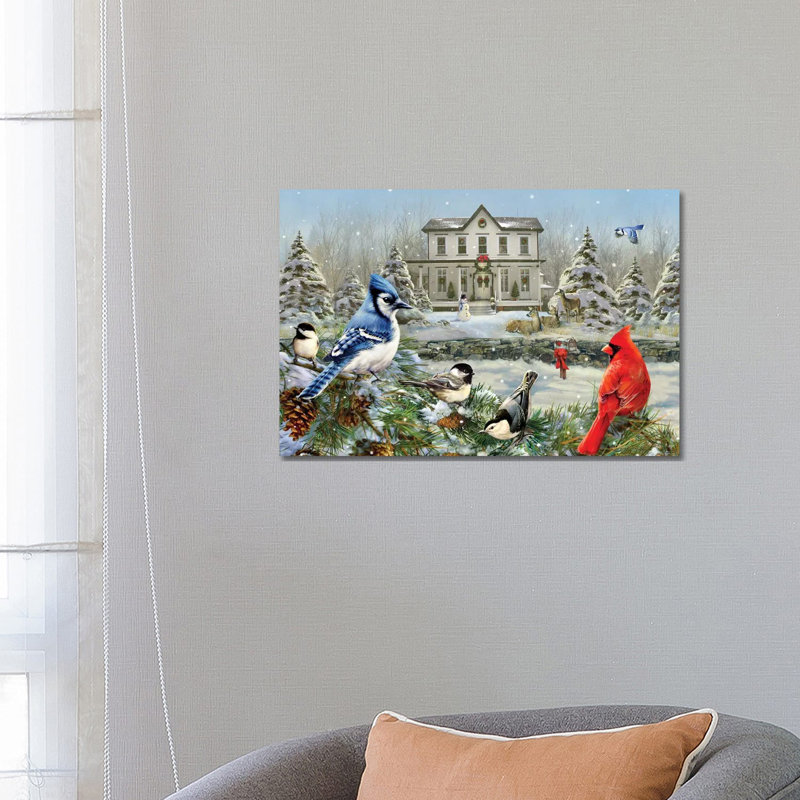 Christmas Birds And House by Greg & Company - Wrapped Canvas Painting, 66.04 cm H x 45.72 cm W x 3.175 cm D