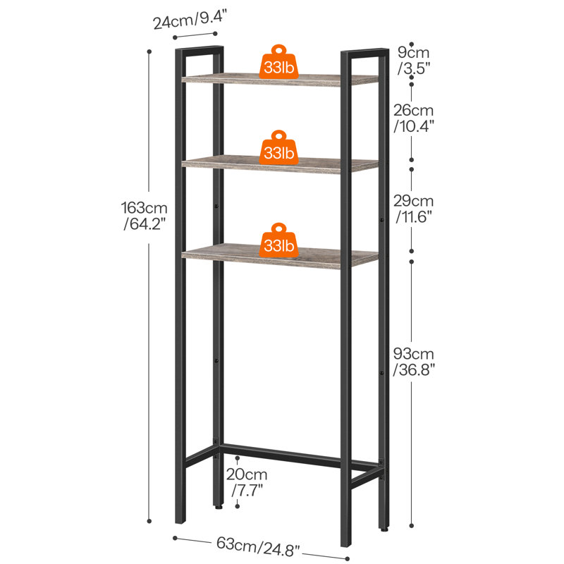 Appling Freestanding Over The Toilet Storage, Light Brown/Black