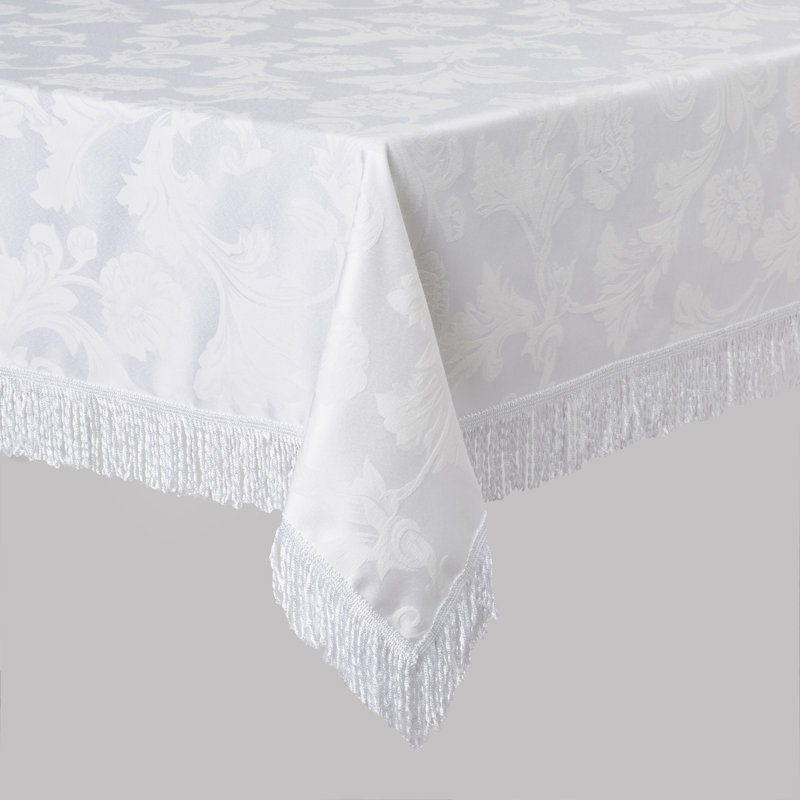 Nappe franges Watterson, Blanc, l 102 po x L 60 po