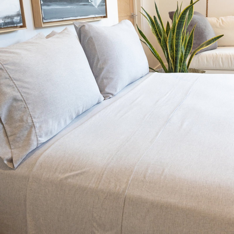 Lux Enzyme-Washed Double-Brushed 4pc. Sheet Set, King, Heather Gray