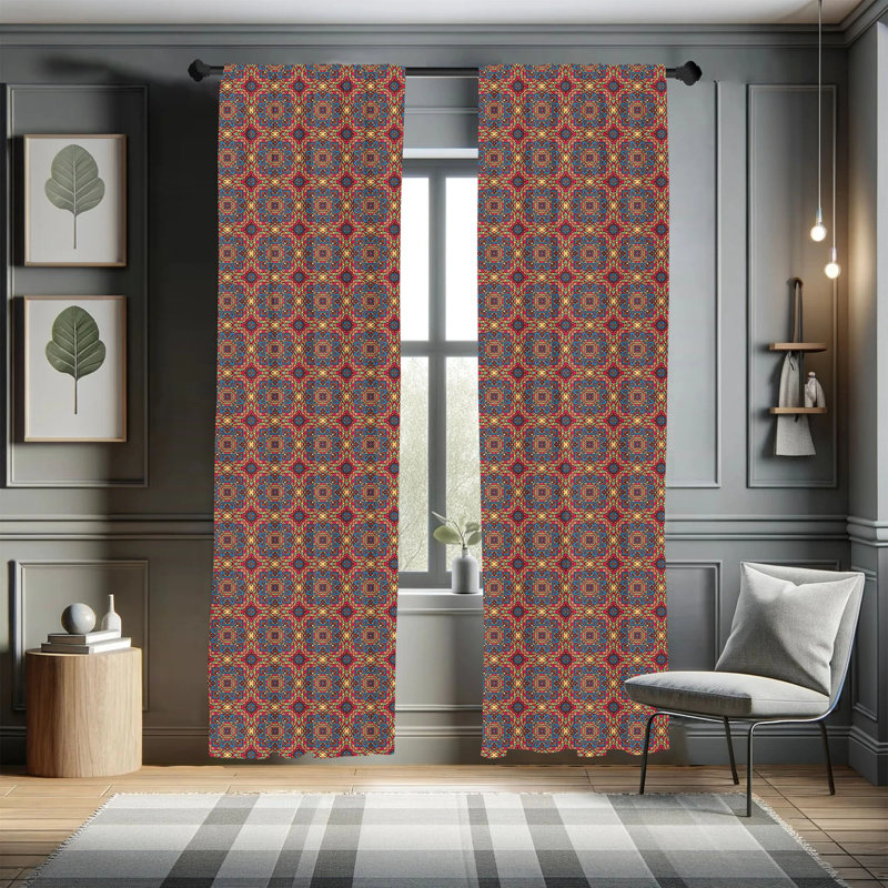 Middle East Ottoman Semi-Sheer Rod Pocket Curtain Panels, 28" x 84"
