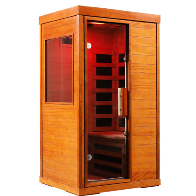 Pièce sèche intérieure à infrarouges lointains avec lecteur de musique, lecture, éclairage à 7 couleurs, 6 panneaux chauffants en fibre de carbone, commande tactile, porte en verre trempé, température de minuterie