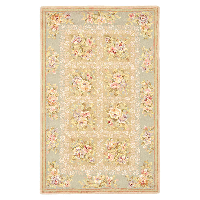 Fallan Hand Tufted Silk And Wool Floral Rug, Rectangle 10' x 14'