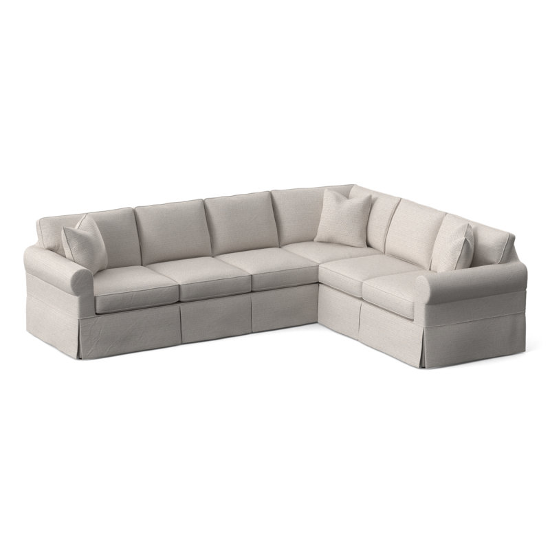 Bedford Upholstered Sectional, White Textured Performance; 0865-91, Right Hand Facing