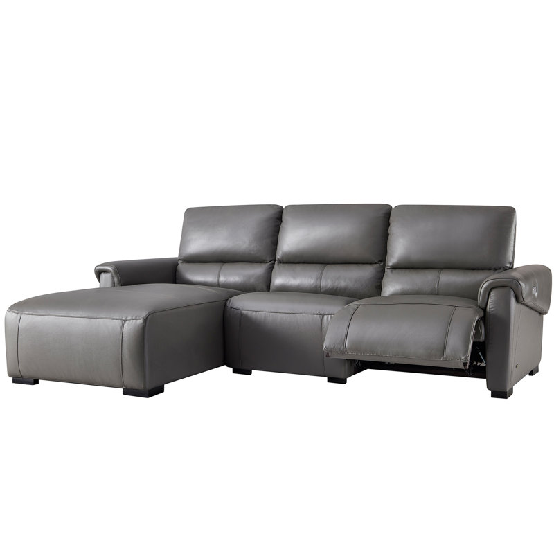 Minnich Upholstered Power Reclining L-Shaped Sectional, Left Hand Facing, Gray