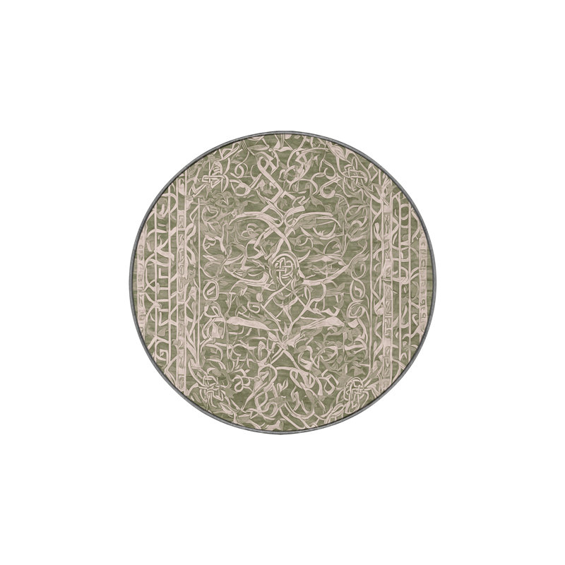 Machine Washable Brown Area Rug, Round 3'