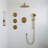 Shower System with Shower Head, Hand Shower, Slide Bar, Bodysprays, Shower Arm, Hose, Valve Trim, and Lever Handles-123949037
