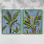 Reproduction encadrée de feuilles de bananier sur fond bleu I-Premium - prêt à être accroché - aucun clou requis - aucun clou requis-1711949405-1711949401