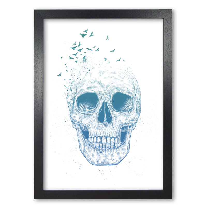 Let Them Fly Skull by Mercedes Lopes Charro - Print, 29.7 cm H x 21 cm W x 5 cm D, Black Grain