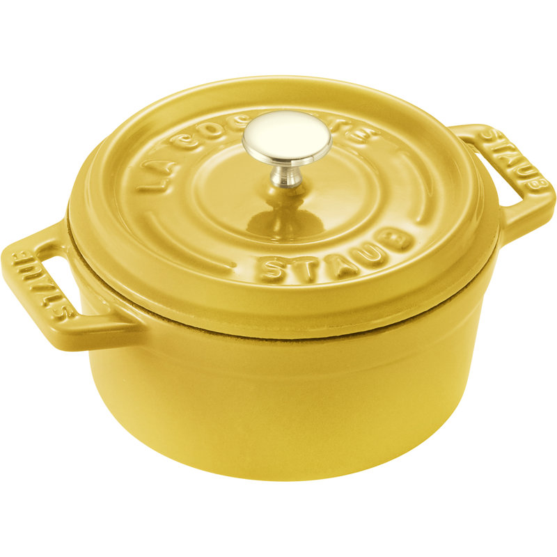 Staub Cast Iron Mini Round Cocotte, Dutch Oven, 0.25-Quart, Serves 1, Made In France, Citron
