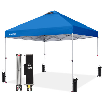 10 Ft. W x 10 Ft. D Metal Pop Up Canopy Tent with One Push Setup