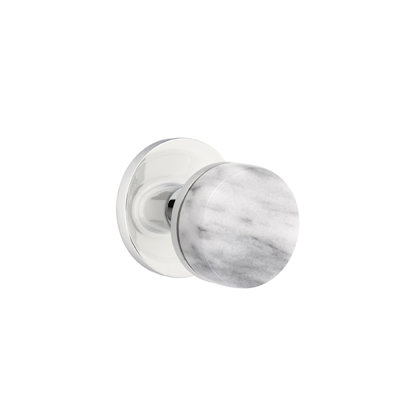 Ensemble de boutons de confidentialité Emtek Select, rosette à disque, tige conique, bouton en marbre blanc, CF