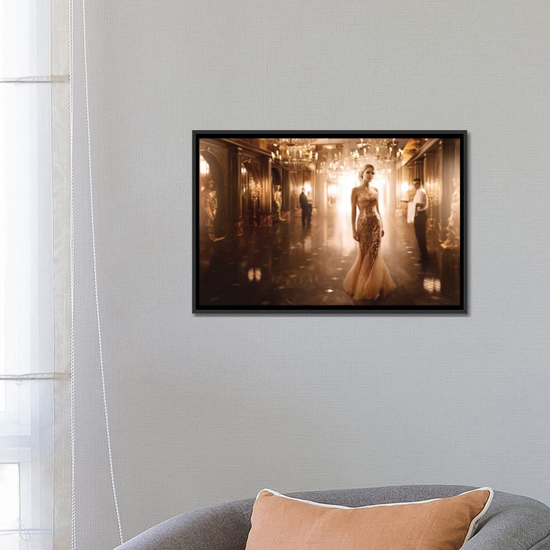 «Gold», impression sur toile, H 18 po x l 26 po x P 1,5 po, Pas de tapis, Toile avec cadre noir