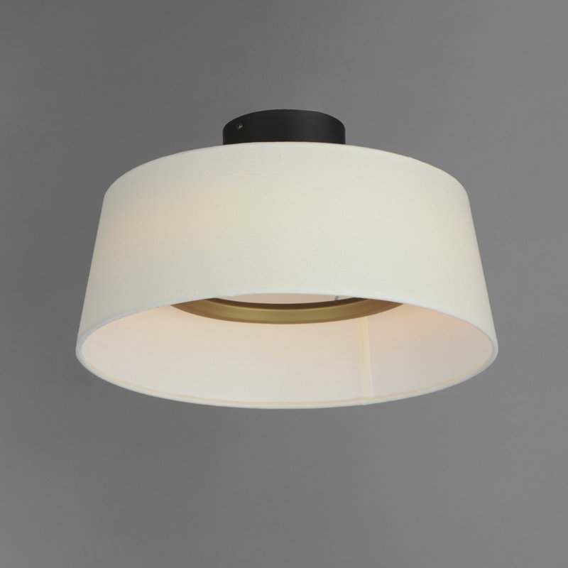 Melva Linen LED Semi Flush Mount, Natural Aged Brass, 6" H x 16" W x 16" D
