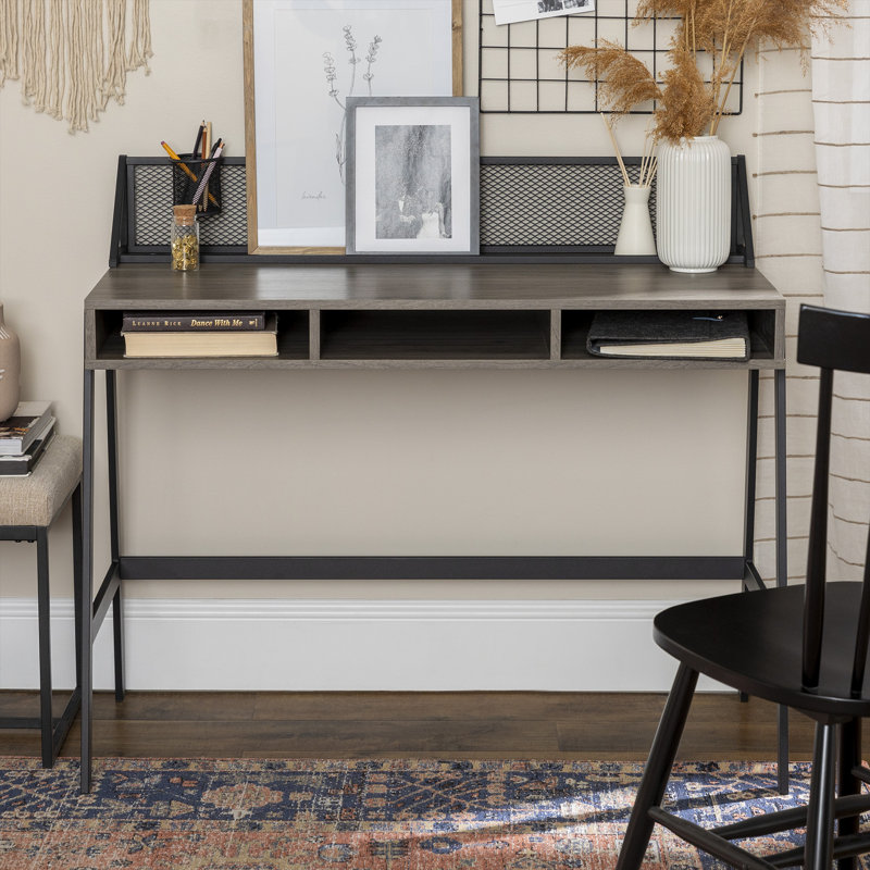 Arcadia Metal Base Writing Desk, Slate Grey